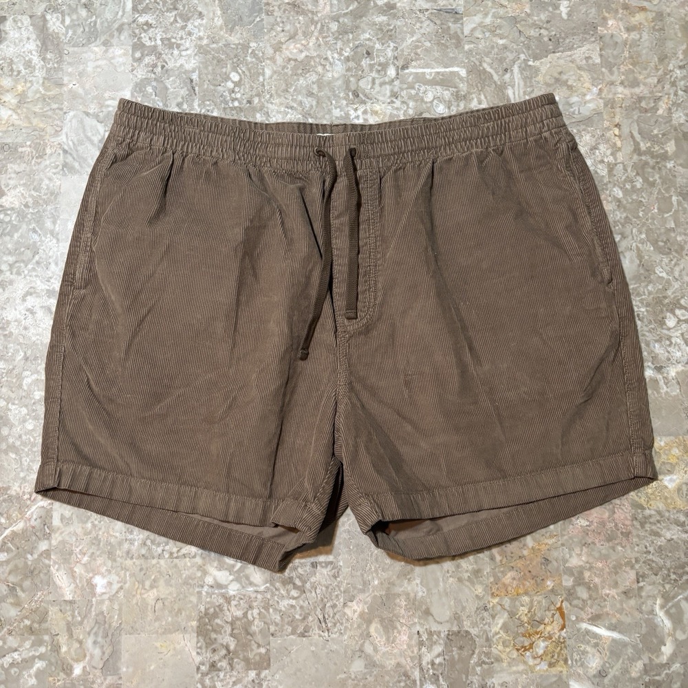 J Crew Corduroy Shorts Mens XL Brown Everyday Drawstring 5" Oarsman Repro